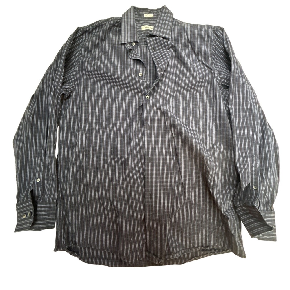 Calvin Klein check‎ dress shirt Men's size Medium black long-sleeve